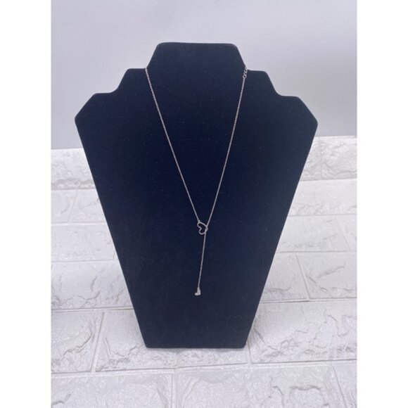 Sliver Sweet Hearts Lariat Women's Necklace - Picture 2 of 11